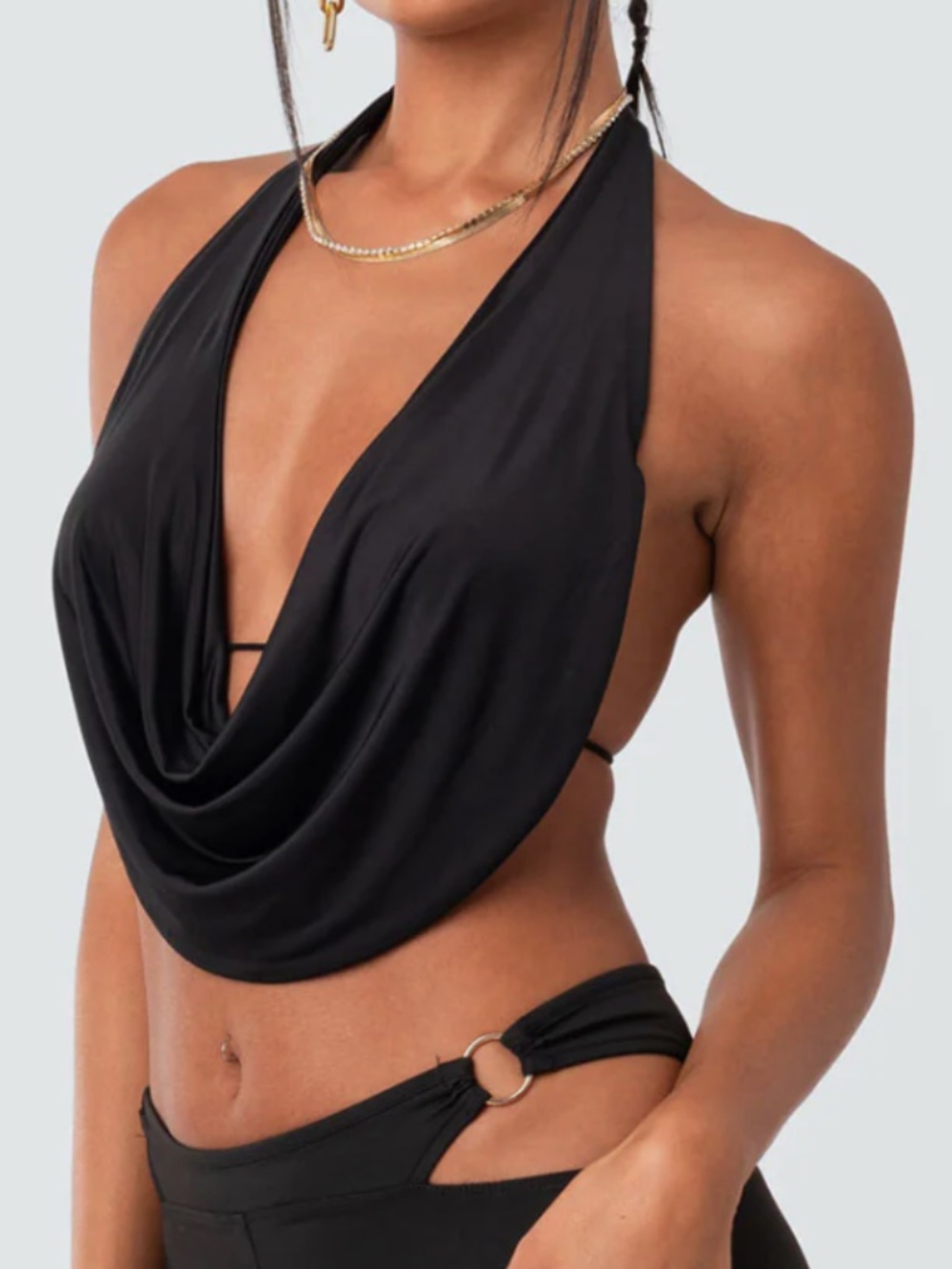 Edikted black halter cowl top
